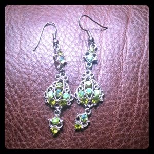 Green antique chandelier earrings